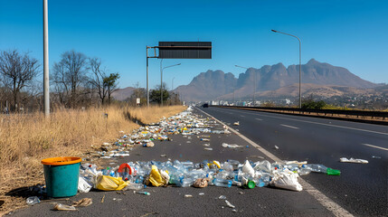 Highway Litter Pollution Scenic Landscape