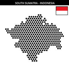 Big hexagonal dotted map of south-sumatra in Indonesia