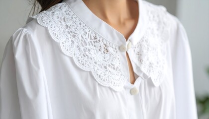 Woman's white blouse with lace collar