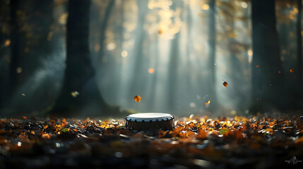 Autumn Forest Stump Sunlight
