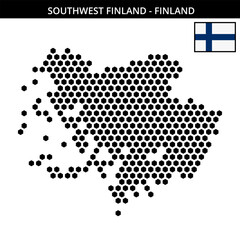 Big hexagonal dotted map of southwest-finland in Finland