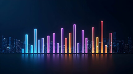 Colorful Neon Graphic Cityscape At Night