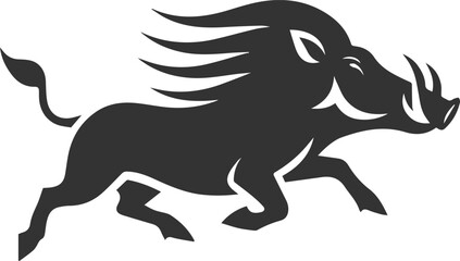 Vector silhouette of a warthog animal isolated drawing black