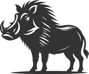 Vector silhouette of a warthog animal isolated drawing black