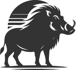 Vector silhouette of a warthog animal isolated drawing black