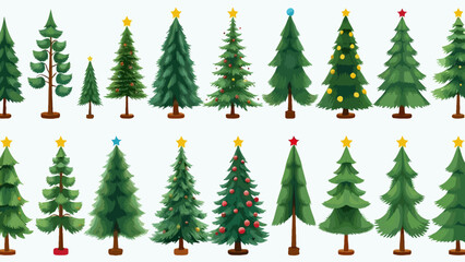 Fototapeta premium set of decorated green christmas trees