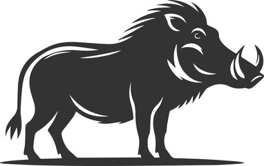 Vector silhouette of a warthog animal isolated drawing black