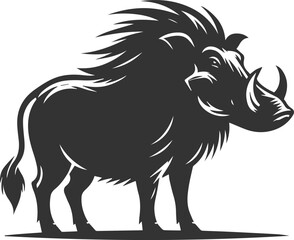 Vector silhouette of a warthog animal isolated drawing black