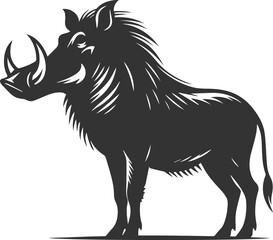 Vector silhouette of a warthog animal isolated drawing black