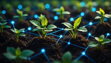 Smart farming technology connecting plants and digital information