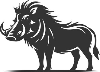 Vector silhouette of a warthog animal isolated drawing black