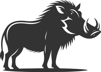 Vector silhouette of a warthog animal isolated drawing black