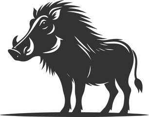Vector silhouette of a warthog animal isolated drawing black