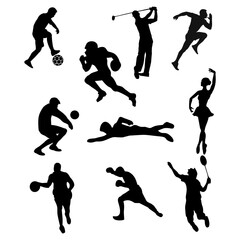 Sports Silhouettes Soccer, Football, Golf, Running, and More
