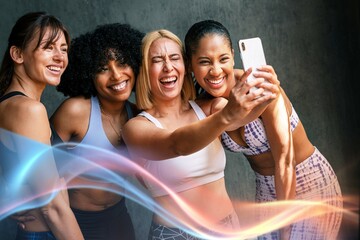 Cheerful sporty women taking a selfie