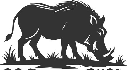 Vector silhouette of a warthog animal isolated drawing black