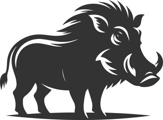 Vector silhouette of a warthog animal isolated drawing black