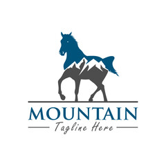 running horse logo on mountain