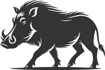 Vector silhouette of a warthog animal isolated drawing black