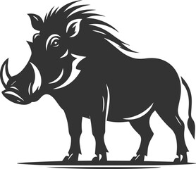 Vector silhouette of a warthog animal isolated drawing black