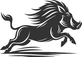 Vector silhouette of a warthog animal isolated drawing black