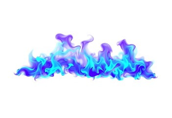 Intense, vibrant blue flames isolated on pure white background,  gas flame,  backdrop