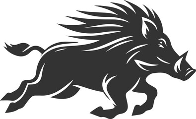 Vector silhouette of a warthog animal isolated drawing black