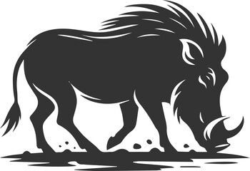 Vector silhouette of a warthog animal isolated drawing black