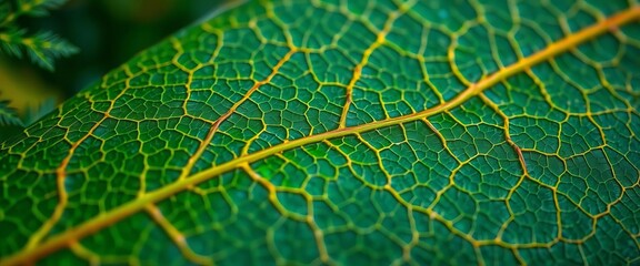 Intricate leaf vein network overlays a miniature forest scene, texture, detail