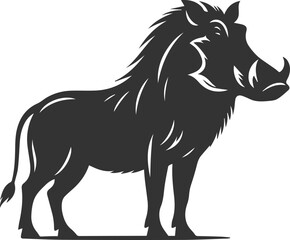 Vector silhouette of a warthog animal isolated drawing black