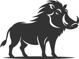Vector silhouette of a warthog animal isolated drawing black