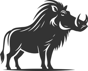 Vector silhouette of a warthog animal isolated drawing black
