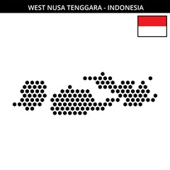 Big hexagonal dotted map of west-nusa-tenggara in Indonesia