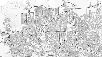 Naklejka premium Semarang City Map. Minimalist black and white line art poster for printing, wallpaper, wall art for home and office decor
