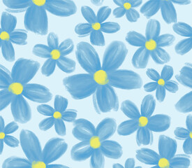 Fototapeta premium Hand drawn flower pattern Image. Seamless floral print. 