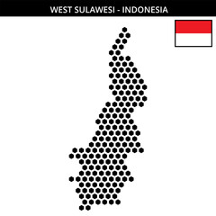 Big hexagonal dotted map of west-sulawesi in Indonesia