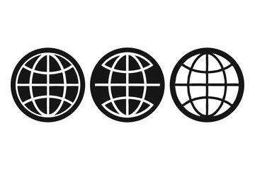 Three Black and White Global Icons