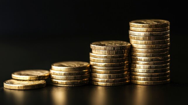 A stack of coins on a black background.