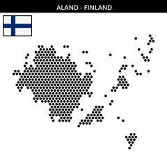 Medium hexagonal dotted map of aland in Finland