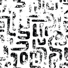 Seamless pattern, abstract doodles, curls, maze, grunge texture, vector background