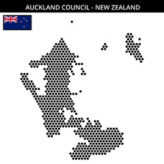 Medium hexagonal dotted map of auckland-council in New Zealand