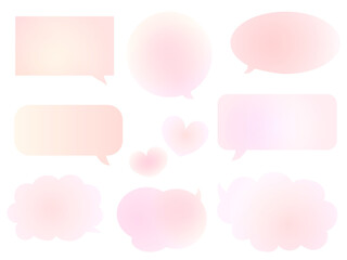 淡いピンク色のやさしい吹き出しセット