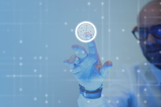 Fingerprint identification cyber security, remix