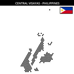 Medium hexagonal dotted map of central-visayas in Philippines