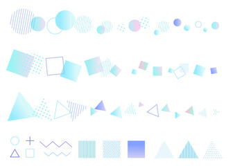 ポップな幾何学模様の装飾イラスト素材セット　ジオメトリック　ドット　ストライプ　グラデーション	