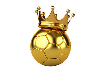 Golden soccer ball with a crown isolated on transparent background