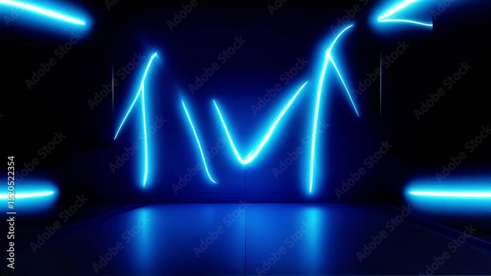 Poster abstract blue neon light show dynamic patterns