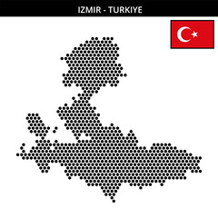 Obraz premium Medium hexagonal dotted map of izmir in Turkiye