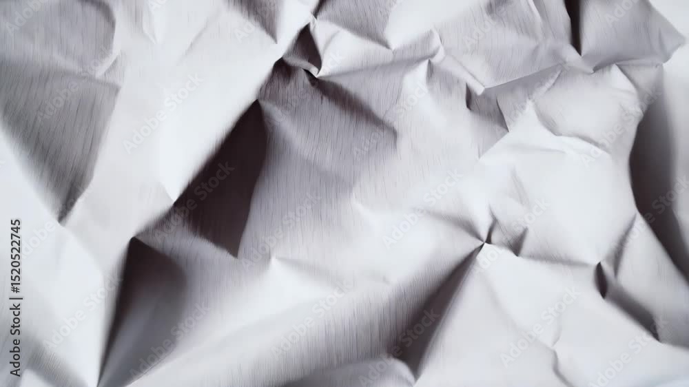 Poster abstract background of crumpled white paper texture with deep folds creating a visually striking pat
