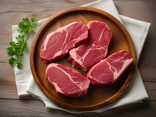 high quality raw beaf in plate with parsley | cooking concept